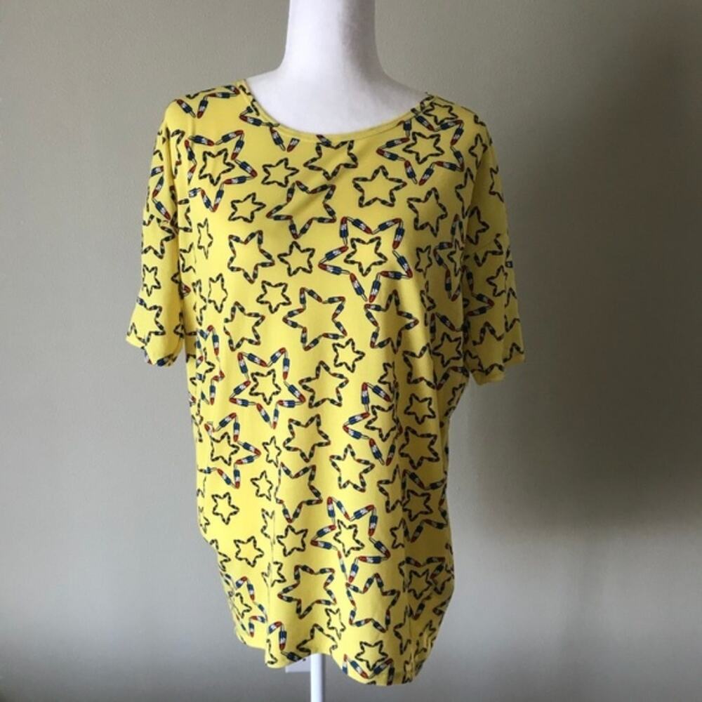 Lularoe Americana Yellow Bomb Pops Irma Tunic Top